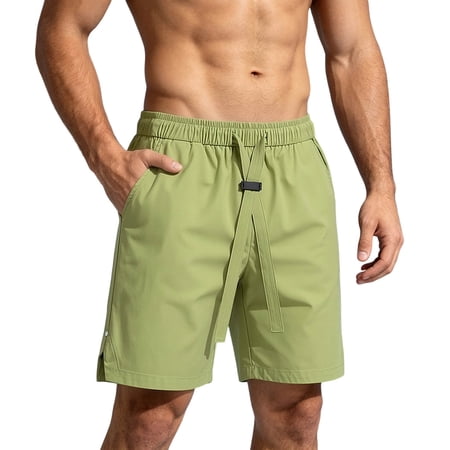 Mens Hiking Shorts Knee Length Lightweight Quick Dry Elastic Waist Work Sports Golf Short with Pockets for Casual Fishing Big and Tall Size M-5XL Green