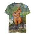 thumbnail image 4 of Blusa de manga corta con cuello redondo para mujer a la moda, camisetas sueltas con estampado Fridja  bn6606, 4 of 5