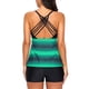 thumbnail image 2 of Traje de baño de dos piezas Traje de baño de dos piezas con estampado degradado de talle alto y espalda cruzada para mujer para fiesta en la piscina Verde M, 2 of 4
