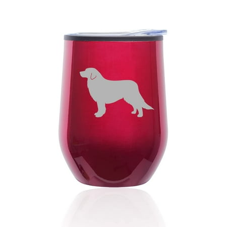 

Stemless Wine Tumbler Coffee Travel Mug Glass with Lid Great Pyrenees Dog (Fuchsia)