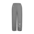 thumbnail image 3 of Pntutb Mujer Casual Cintura Media Bordado Verano Algodón Suelto Pantalones Rectos Largos Pntutb Pntutb-128, 3 of 8