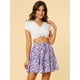thumbnail image 3 of Minifalda Allegra K con Volantes para Mujer Falda de Verano Plisada Estampado Floral Púrpura L, 3 of 6