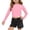 CC03_Pink, variant on Dwellite Crop Tops Long Sleeve T Shirts for Kids Casual Trendy Crewneck Slim Fit Basic Tee Solid Color Shirts Light Blue 160