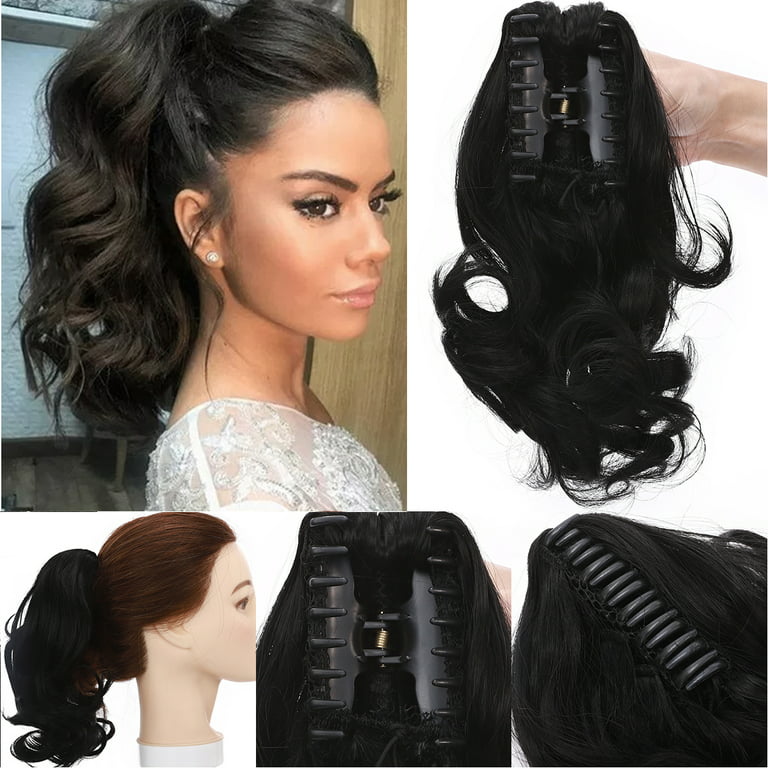 SEGO Short Claw Ponytail Hair Extension Synthetic Curly Real Hair
