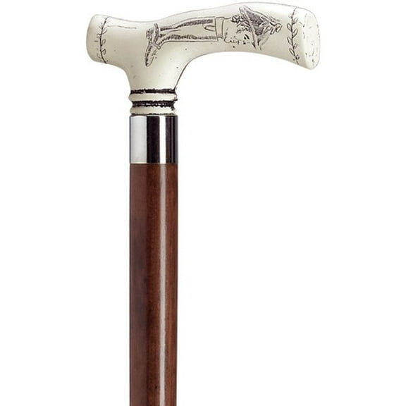 Walking Cane Scrimshaw Duke of Wellington Fritz handle Walnut stain shaft