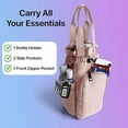 thumbnail image 6 of Nollia Mauve Quilted Nylon Water Bottle Holder Sling Bag | Reusable Bottle Carrier Bag with Adjustable Strap | Hand-Free with Card Slot and Phone Pocket | Perfect for Hiking, Walking, Outdoor Travel, 6 of 6