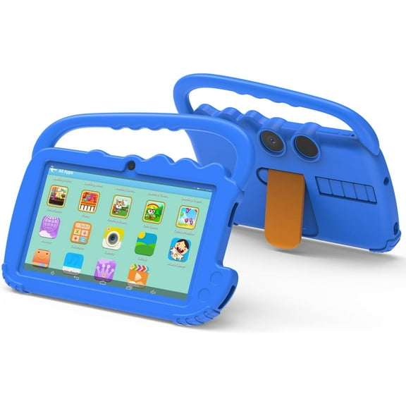Kids Tablet 7 inch, Android Tablet for Kids, 4GB RAM 32GB ROM Toddler Tablet, Quad-core Processor, 1024*600 IPS Screen, Parental Control, Dual Camera Shockproof Case for Educational Games, Blue
