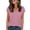 Pink #028, variant on Womens Tops Cap Short Sleeve Textured Blouse V Neck Summer Spring Shirts Business Casual Outfits Hot Pink S