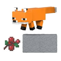 Minecraft Fox Action Figure & Accessory Set, 3.25-inch Scale Collectible Toy with Building Piece