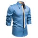 thumbnail image 1 of Blusa y camisa de manga larga con cuello vuelto para hombre, informal, a la moda, con botones sólidos, de poliéster, de manga larga y cuello vuelto., 1 of 9