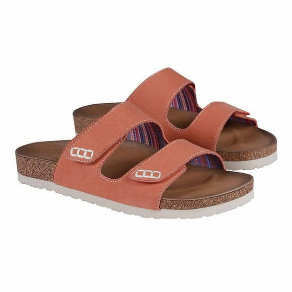Skechers Women's Luxe Two Strap Sandal Comfort Footbed, Pink, 9