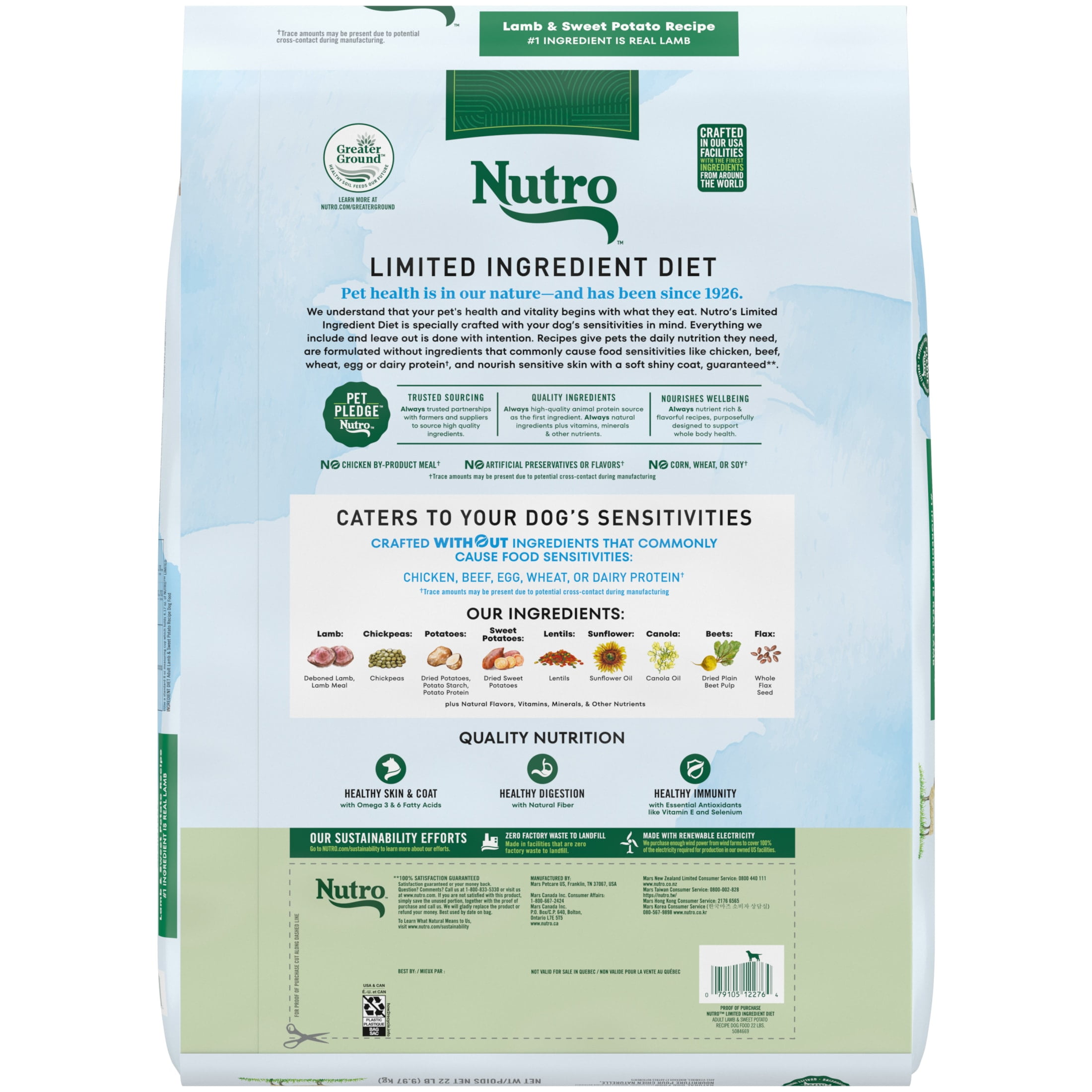 Nutro Limited Ingredient Diet Adult Dry Dog Food, Lamb & Sweet Potato Recipe, 22 lbs.