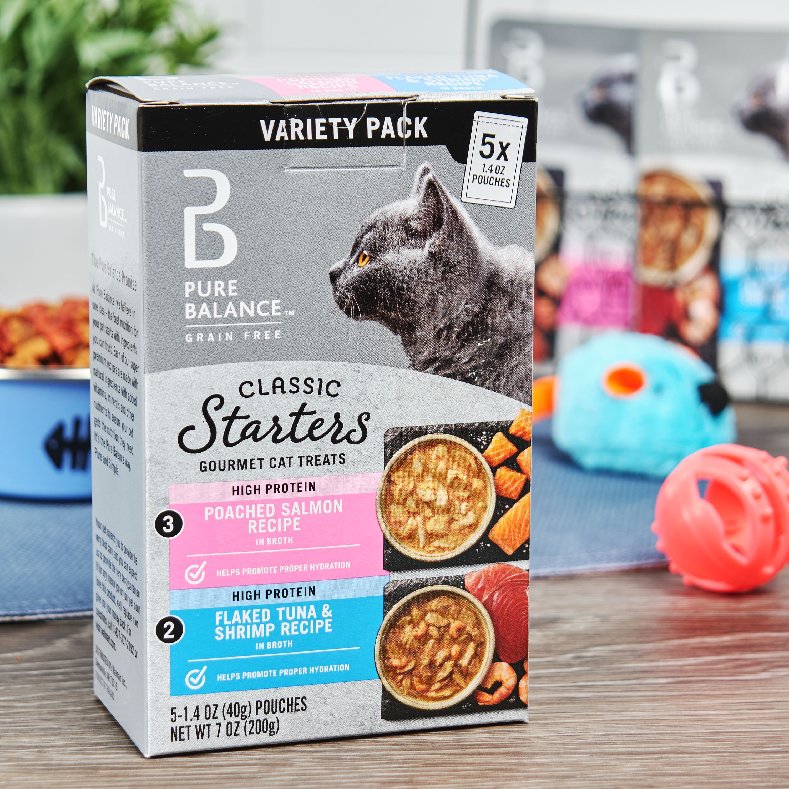 Pure Balance Gourmet Cat Treat Starters, Salmon, Tuna & Shrimp Recipe Variety Pack, 1.4 Oz, 5 Pack