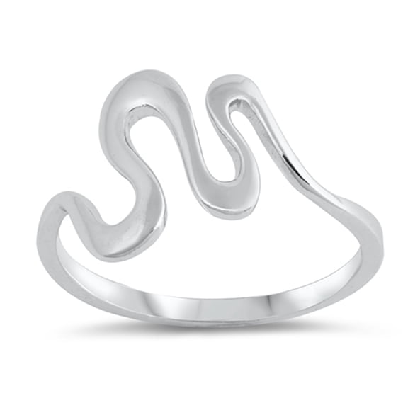 Wave Wide EKG Pulse Ocean Abstract Ring .925 Sterling Silver Band Jewelry Female Male Unisex Size 7