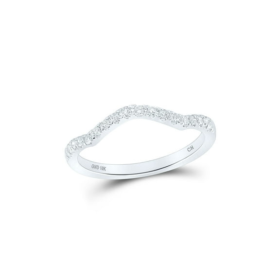 10kt White Gold Womens Round Diamond Wedding Curved Enhancer Band 1/5 Cttw