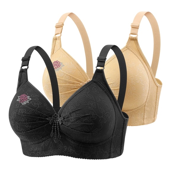 BangWanChi Womens Bras Woman's Lace Flower Gathered Together Large Size Daily Bra Underwear No Rims Multicolor L