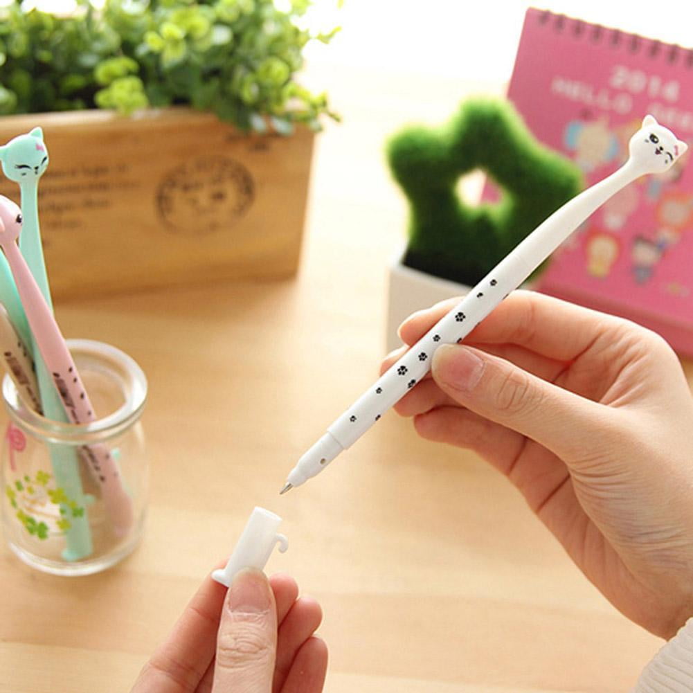 Kawaii Cat Shape Black Gel Ink Pens Roller Needle Pen Learning Supplies Fin M8I4 