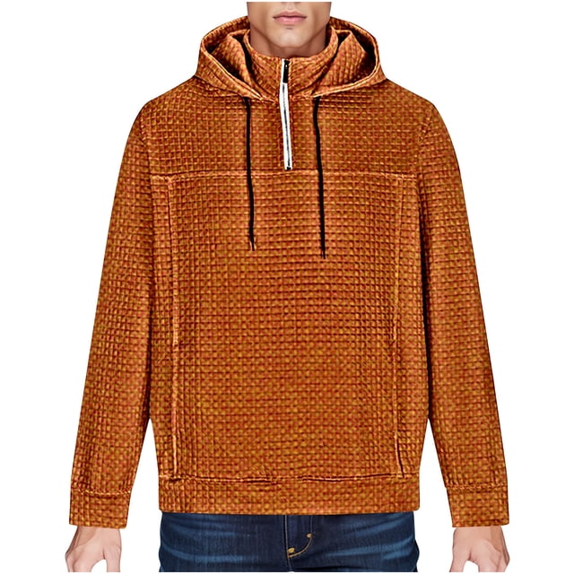 FAIWAD Mens 2024 Casual Sweatshirts Gradient Color Hooded Collar Drawstring Pullover Loose Long Sleeve Winter Hoodies
