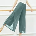 thumbnail image 4 of Jalioing Womens Chiffon Pant Flowy Wide Leg Drape Straight Leg Lightweight High Waist Boho Yoga Pants (Large, Green), 4 of 5