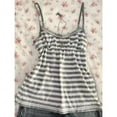 thumbnail image 3 of MuXiKeJi Womens Y2K Lace Cami V Neck Sleeveless Striped Shirt Spaghetti Strap Camisole Retro Tops Light Gray,M, 3 of 4