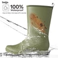 thumbnail image 2 of SMILIN Rubber Wide Calf Rain Boots for Women, Olive Green, Size 8, 2 of 9