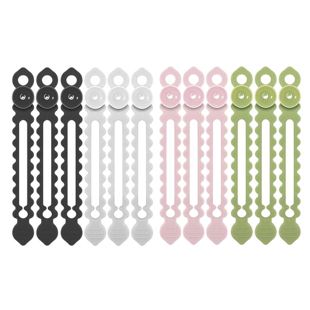 Brida de silicona reutilizable con ventosa, organizador de cables elástico para sujetar y gestionar cables, soporte de cables multiusos para el hogar, la oficina y el coche, brida flexible para