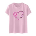 thumbnail image 1 of Tops Para Mujer, Camisas de Concientización Sobre El Cáncer de Mama Con Cinta, Blusas, Camiseta de Manga Corta Informal Con Estampado de Manga Corta Para Mujer, Camiseta de Cuello Redondo Odeerbi  ODB152453, 1 of 4