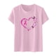 thumbnail image 1 of Tops Para Mujer, Camisas de Concientización Sobre El Cáncer de Mama Con Cinta, Blusas, Camiseta de Manga Corta Informal Con Estampado de Manga Corta Para Mujer, Camiseta de Cuello Redondo Odeerbi ODB152457, 1 of 4