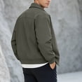thumbnail image 6 of Jacket for Men Solid Color Long Sleeve Zip Up Regular Fit Casual Turn Collar Lightweight Breathable Daily Outdoor Travel Business Outerwear Coat Tops Army Green,L, 6 of 9