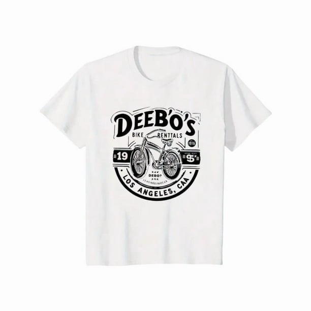 Camiseta de cuello redondo con estampado de bicicleta y letras para hombre, corte regular, manga corta, cuello redondo, informal, para uso diario, para todas las estaciones.