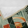 thumbnail image 4 of Ambesonne Monstera Fleece Throw Blanket Mid Century Boho Abstract 50"x60" Cinnamon Pale Sage Green, 4 of 5