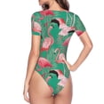 thumbnail image 4 of Naloa Tropical Flamingo Women's Short-Sleeved Onesie, One-Piece Swimsuit for Parties, dates, clubs - XX-Large, 4 of 9