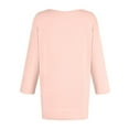 thumbnail image 4 of DENGDENG Womens 3/4 Sleeve Tops Plus Size Casual Elbow T-Shirts Dressy Summer Boat Neck Blouse Cute Three Quarter Length Shirts Boho Clothes Light pink 3XL, 4 of 8