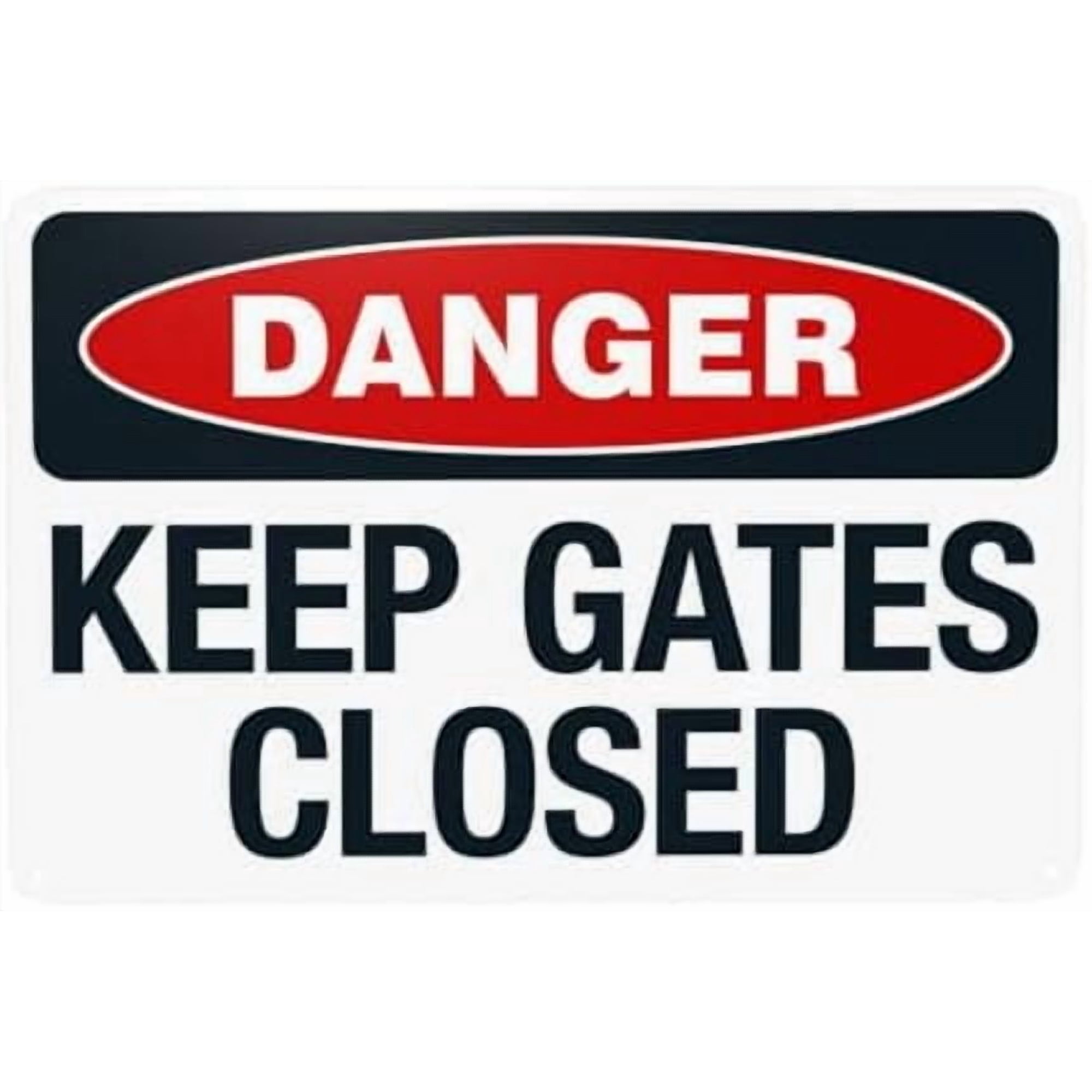 (2-Pack) Metal Tin Sign Danger Keep Gates Closed Warning Sign Gate Security Signs for Home Business Outdoor Indoor Road Yard Garage Street Wall Safety Caution Custom Decor 12 x 8 Inch
