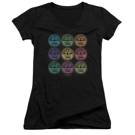 Sun Rocking Color Block Junior Women's T-Shirt V-Neck Black