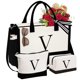 thumbnail image 1 of YOOLIFE Bolsa de lona con inicial y bolsa de maquillaje, regalos de cumpleaños personalizados para mujeres, mamá, hija, hermana, amigas, maestra, regalos de boda para dama de honor, 1 of 5