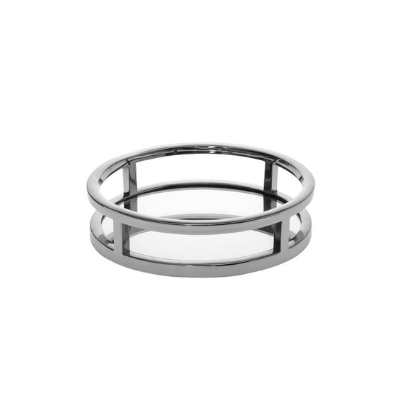 Godinger Decorative Tray, Perfume Tray, Vanity Tray, Round Home Decor Tray - Aspen Collection, Silver, 8"x8"