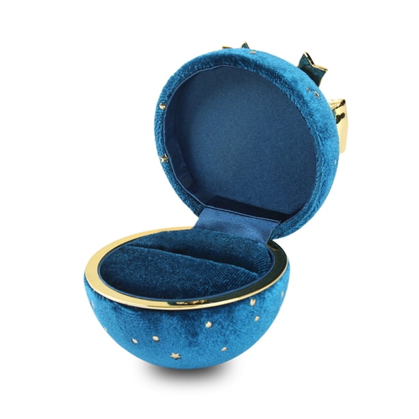 Caja de soporte para joyas, caja de embalaje elegante de satén de pana para el hogar, organizador de aniversario de compromiso de boda, Ropa, zapatos y accesorios Miscelánea Anillo Azul Claro