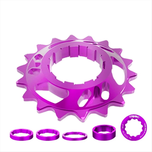 Kit de Conversión de Volante de Inercia de una Sola Velocidad Piñón de Bicicleta de Carretera con Piñón de Casete 18T para Cadena de Rueda Libre Púrpura