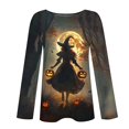 thumbnail image 5 of thefmos Women's Round Neck Halloween Print Top Long Sleeve Solid Color Casual Pullover Fashion Fall Winter Outfit, Multicolor 4XL, 5 of 6