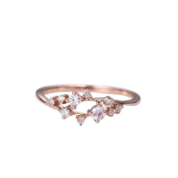 HeartsAndYou 1.2ct Round Cut Moissanite Engagement Ring for Women Floral Cluster 18k Rose Gold Over Silver