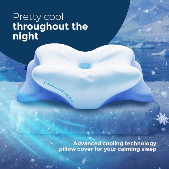 Ergo Pillowcase Cervical Neck Pillow for Sleeping Pillow Case Contour Memory Foam Pillows for Back, Side Sleeper (Pillowcase - 21.25 x 14.17 x 4.72 in) Pillow Case only