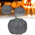 thumbnail image 2 of Artificial Decorative Pumpkin – Black Finish for Halloween, Thanksgiving, and Fall Holiday Decorating, 2 of 9