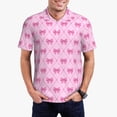 thumbnail image 5 of Yiaed Pink bowsPrint Men's Short Sleeve Polo Shirt,Golf Polo for Men Three-Button Golf Shirt Athletic Casual Collared T-Shirt- 4X-Large, 5 of 7