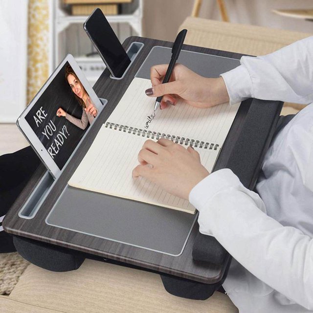 Langgg Lap Desk Comfortable Lazy computer holder Computer Laptop tray sofa gaming work from Table with Wrist Rest Gray