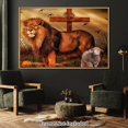 thumbnail image 6 of Canvas Wall Art Lion, Lamb And Cross Canvas Print Artwork Christian Faith Cross Wall Art Paintings Modern Picture Print Unframed for Living Room Dinning Room Bedroom Bathroom Home Decor 12x18inch, 6 of 6