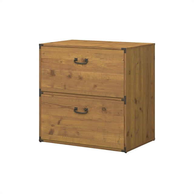 Ironworks 2 Drawer Lateral File Cabinet in Vintage Golden Pine - Engineered Wood