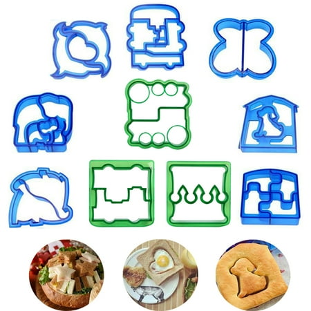 

Sunjoy Tech Sandwich Cutters for Kids Holiday Cookie Cutters Animal Shape for Boys & Girls with Elephant Dinosaur Star Heart Gingerbread Man etc Shapes