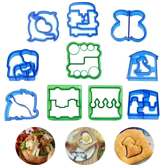 Sunjoy Tech Sandwich Cutters for Kids, Holiday Cookie Cutters Animal Shape for Boys & Girls with Elephant, Dinosaur, Star, Heart, Gingerbread Man etc Shapes