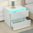 thumbnail image 2 of 2-Drawer Nightstand for Bedroom, Sesslife Wood Bedside Table with LED Light, USB Charging Ports and Outlets, Modern Storage Furniture Night Stand, White, 2 of 14